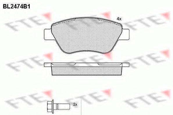 Комплект тормозных колодок, дисковый тормоз FTE BL2474B1