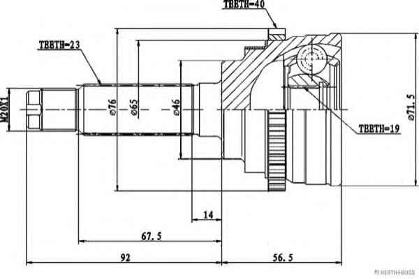 Шарнирный комплект, приводной вал HERTH+BUSS JAKOPARTS J2820907