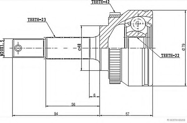 Шарнирный комплект, приводной вал HERTH+BUSS JAKOPARTS J2821131