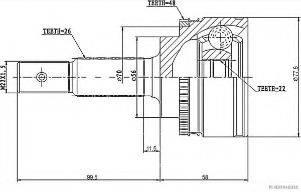 Шарнирный комплект, приводной вал HERTH+BUSS JAKOPARTS J2822126