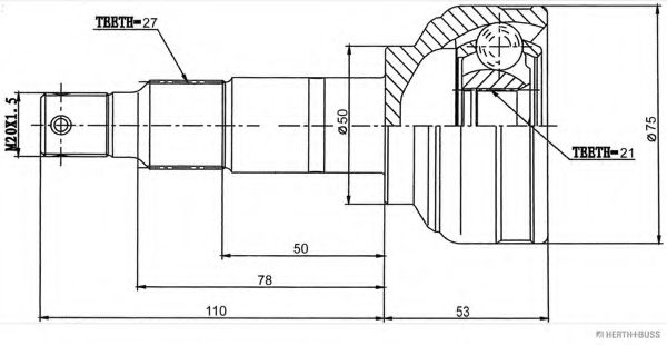 Шарнирный комплект, приводной вал HERTH+BUSS JAKOPARTS J2827008