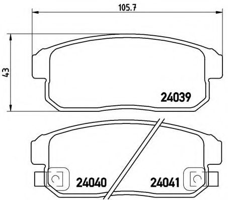 Комплект тормозных колодок, дисковый тормоз BREMBO P 10 005