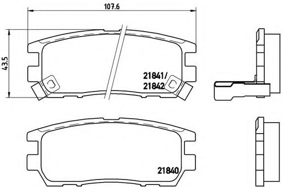 Комплект тормозных колодок, дисковый тормоз BREMBO 21841