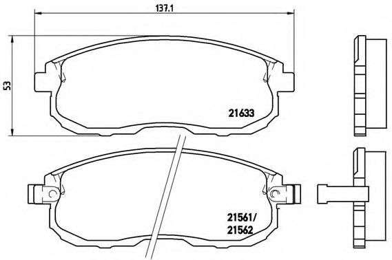 Комплект тормозных колодок, дисковый тормоз BREMBO P 56 021