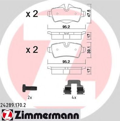 Комплект тормозных колодок, дисковый тормоз ZIMMERMANN 24289.170.2