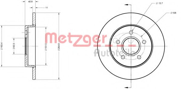 Тормозной диск METZGER 6110088