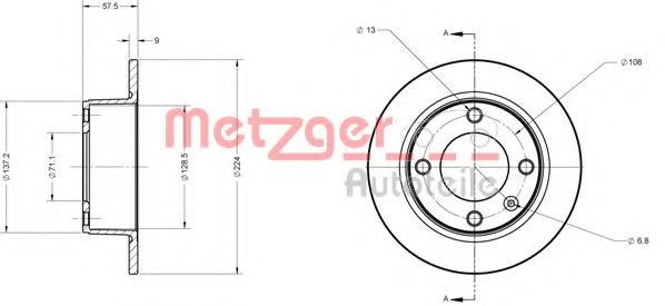 Тормозной диск METZGER 6110534