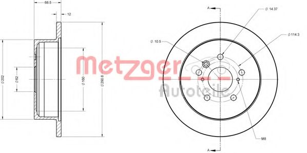 Тормозной диск METZGER 6110658