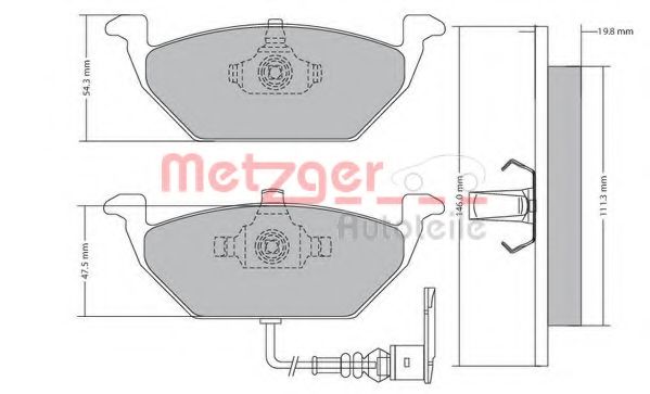 Комплект тормозных колодок, дисковый тормоз METZGER 1170002