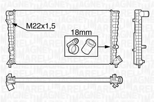 Радиатор, охлаждение двигателя MAGNETI MARELLI 350213118300