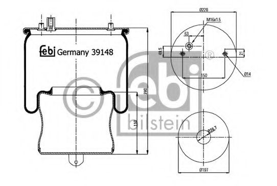 Кожух пневматической рессоры FEBI BILSTEIN 39148