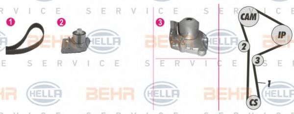 Водяной насос + комплект зубчатого ремня BEHR HELLA SERVICE 8MP 376 802-821