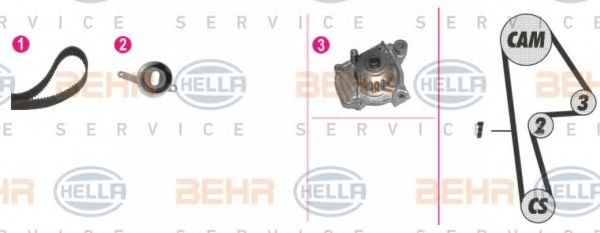 Водяной насос + комплект зубчатого ремня BEHR HELLA SERVICE 8MP 376 808-871