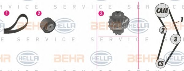 Водяной насос + комплект зубчатого ремня BEHR HELLA SERVICE 8MP 376 810-881