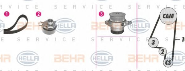 Водяной насос + комплект зубчатого ремня BEHR HELLA SERVICE 8MP 376 812-831