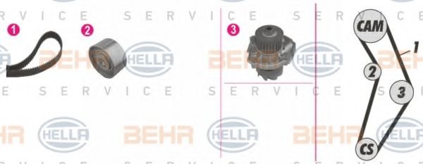 Водяной насос + комплект зубчатого ремня BEHR HELLA SERVICE 8MP 376 813-871
