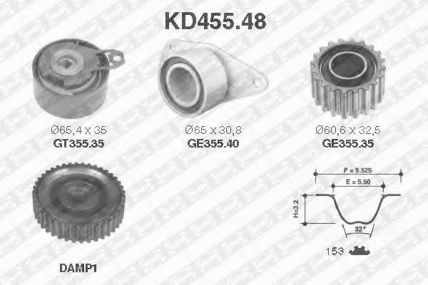 Комплект ремня ГРМ SNR KD455.48