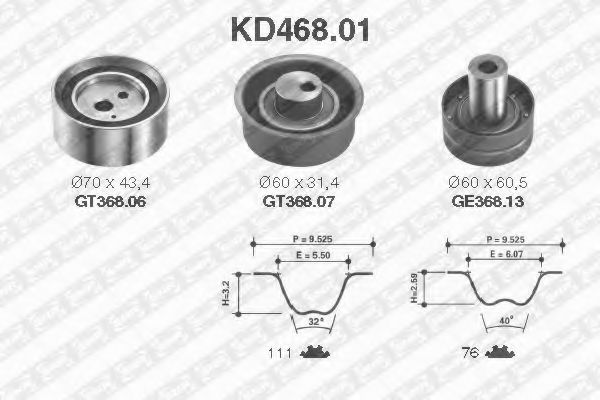 Комплект ремня ГРМ SNR KD468.01