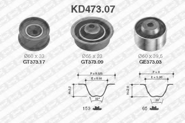 Комплект ремня ГРМ SNR KD473.07