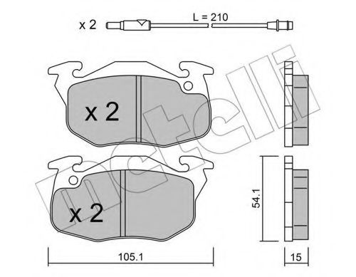 Комплект тормозных колодок, дисковый тормоз METELLI 22-0037-3