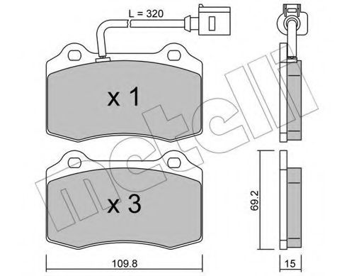 Комплект тормозных колодок, дисковый тормоз METELLI 22-0251-4