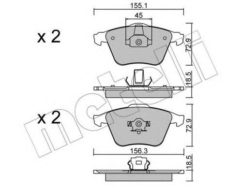 Комплект тормозных колодок, дисковый тормоз METELLI 22-0549-3