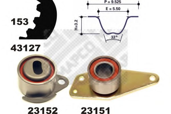 Комплект ремня ГРМ MAPCO 23127