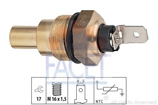 Датчик, температура охлаждающей жидкости; Датчик, температура охлаждающей жидкости; Датчик, температура охлаждающей жидкости FACET 7.3042
