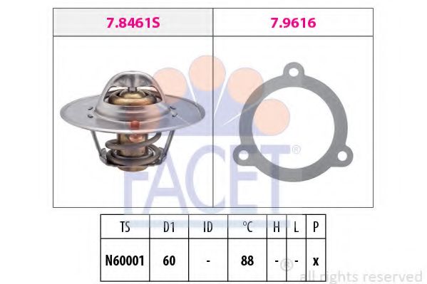 Термостат, охлаждающая жидкость FACET 7.8461