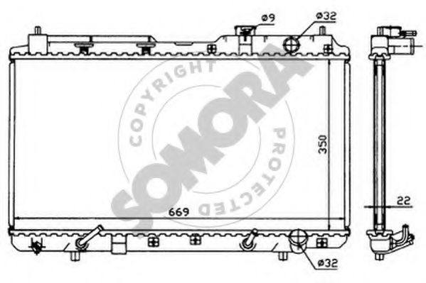 Радиатор, охлаждение двигателя SOMORA 127041