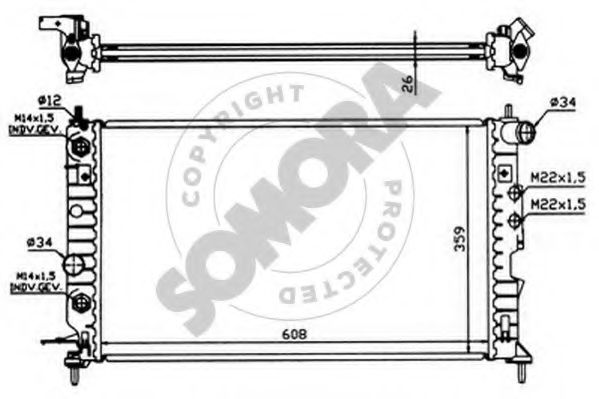 Радиатор, охлаждение двигателя SOMORA 210442