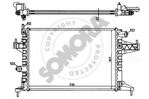 Радиатор, охлаждение двигателя SOMORA 212541