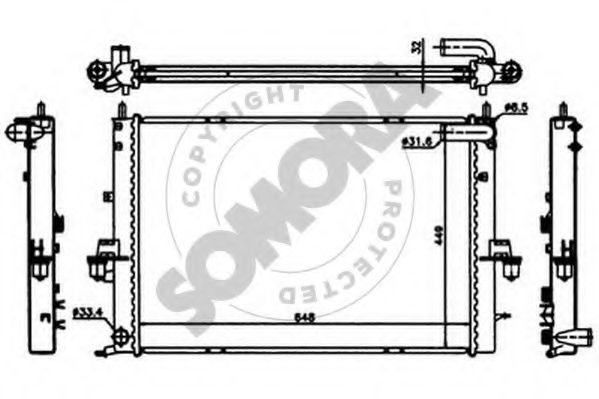 Радиатор, охлаждение двигателя SOMORA 261140