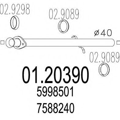 Труба выхлопного газа MTS 01.20390