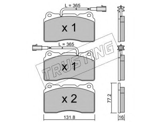 Комплект тормозных колодок, дисковый тормоз TRUSTING 297.4