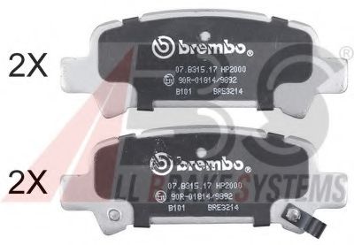 Комплект тормозных колодок, дисковый тормоз A.B.S. 37164S