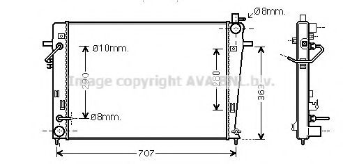 Радиатор, охлаждение двигателя AVA QUALITY COOLING HY2203