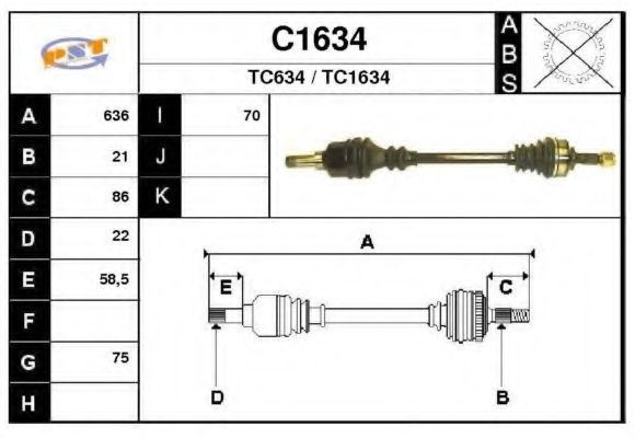 Приводной вал SNRA C1634