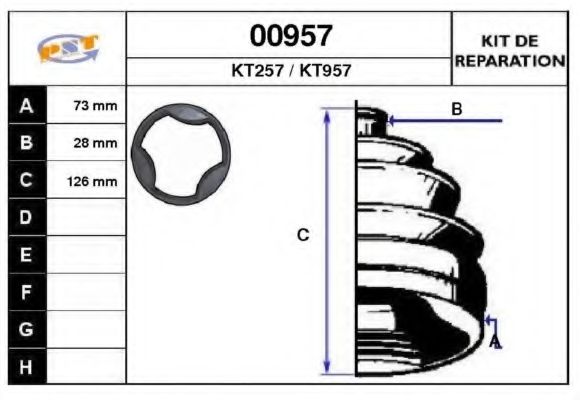 Комплект пылника, приводной вал SNRA 00957