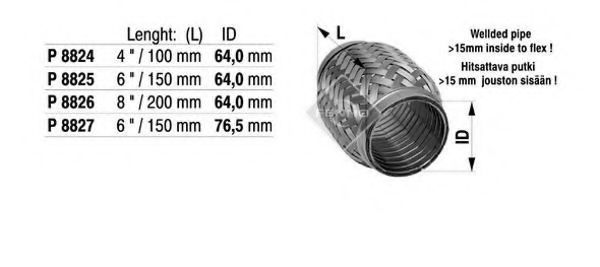 Гофрированная труба, выхлопная система FENNO 8826