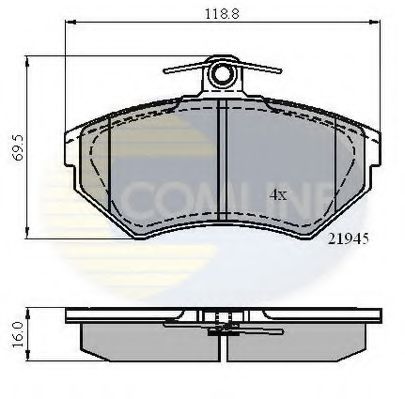 Комплект тормозных колодок, дисковый тормоз COMLINE CBP0989