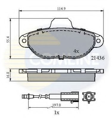 Комплект тормозных колодок, дисковый тормоз COMLINE CBP21602