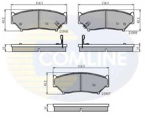 Комплект тормозных колодок, дисковый тормоз COMLINE CBP3587