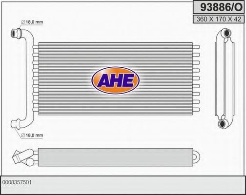 Теплообменник, отопление салона AHE 93886/O