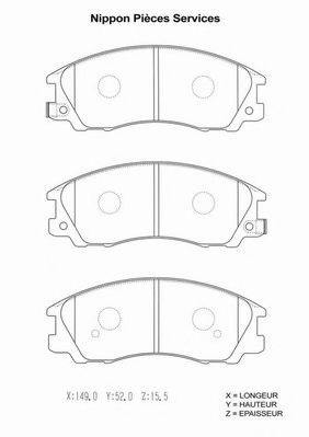 Комплект тормозных колодок, дисковый тормоз NPS H360I11