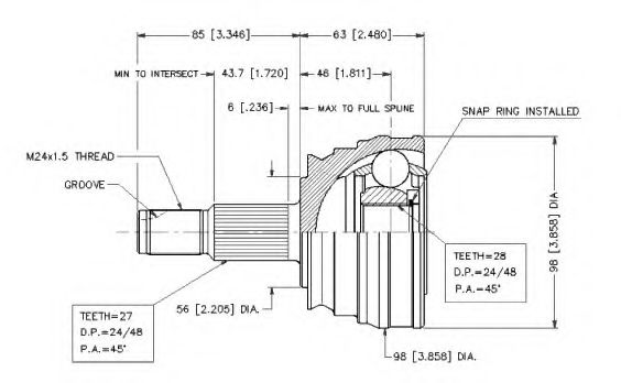 Шарнирный комплект, приводной вал VEMA 18253