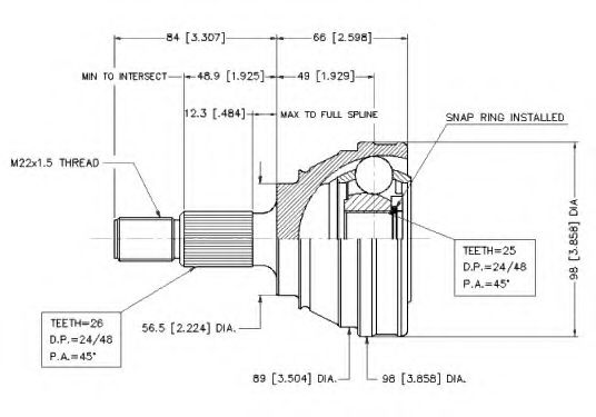 Шарнирный комплект, приводной вал VEMA 18415