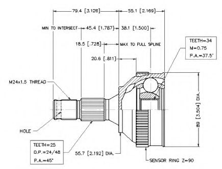 Шарнирный комплект, приводной вал VEMA 18575