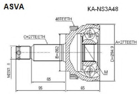 Шарнирный комплект, приводной вал ASVA KA-NS3A48