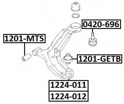Рычаг независимой подвески колеса, подвеска колеса ASVA 1224-012